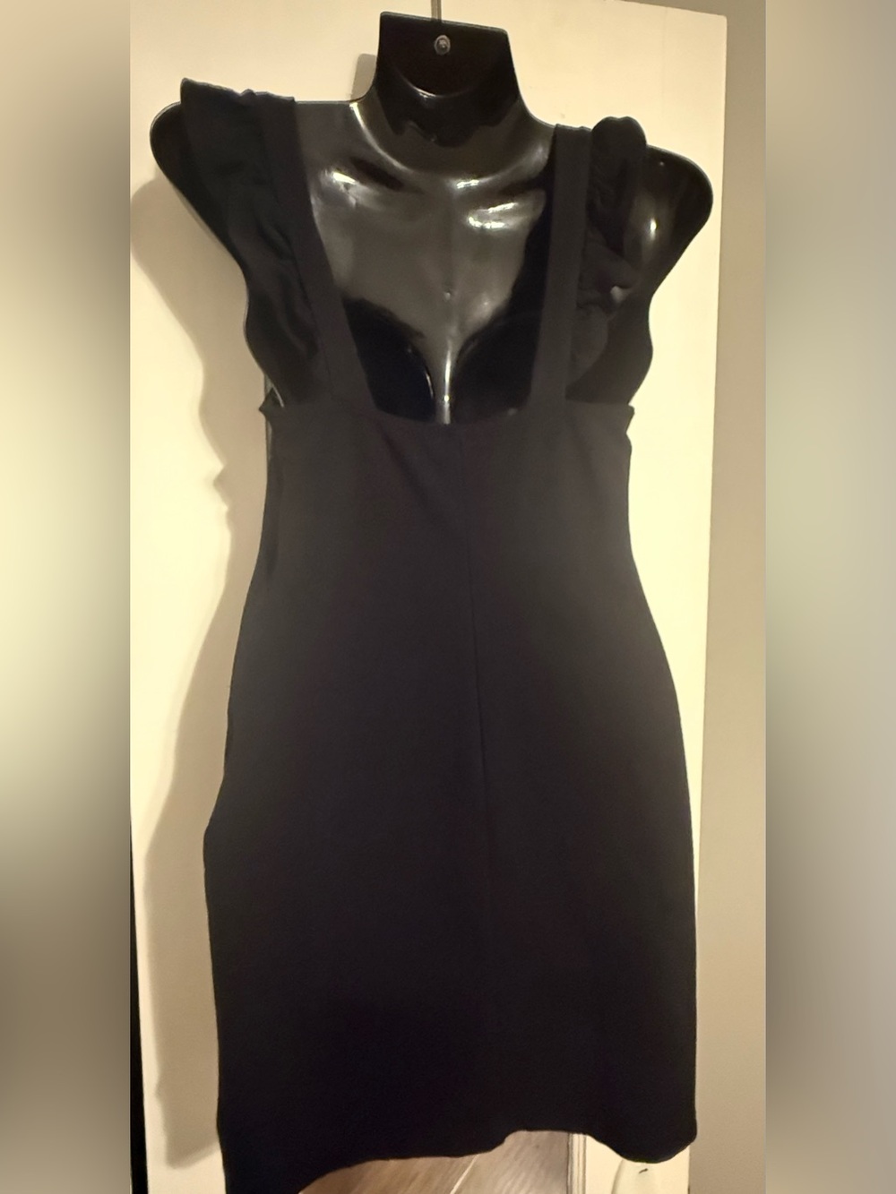 Kimchi Blue Urban Outfitters Black Ruffle Strap Sweetheart Bodycon Mini Dress S - Picture 4 of 9